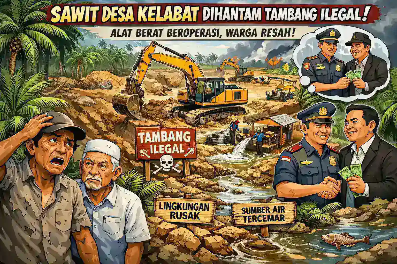 Tambang Ilegal Kebun Sawit Desa Kelabat: Alat Berat Masuk, Dugaan Pembiaran Aparat Menguat
